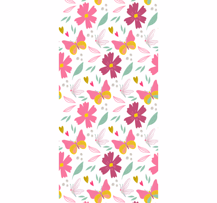 Papel pintado mariposas patrón floral colorido - TenVinilo