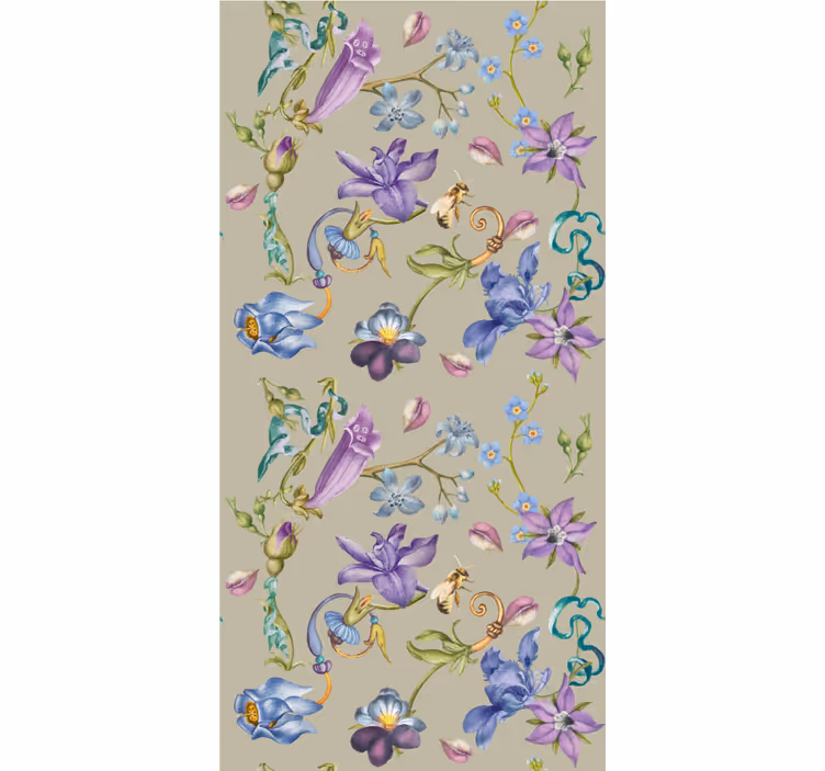 Papel pintado flores diseño de fantasía floral - TenVinilo