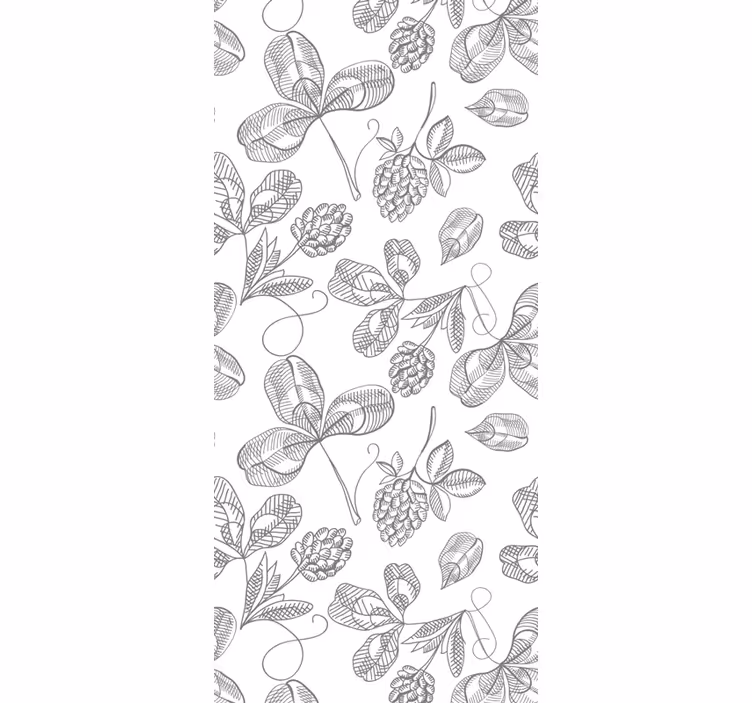 Papel pintado hojas patrón de diseño gris y blanco - TenVinilo