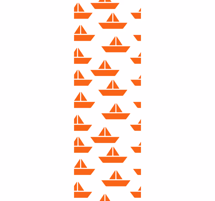 Papel pintado infantil motivo de velero naranja - TenVinilo