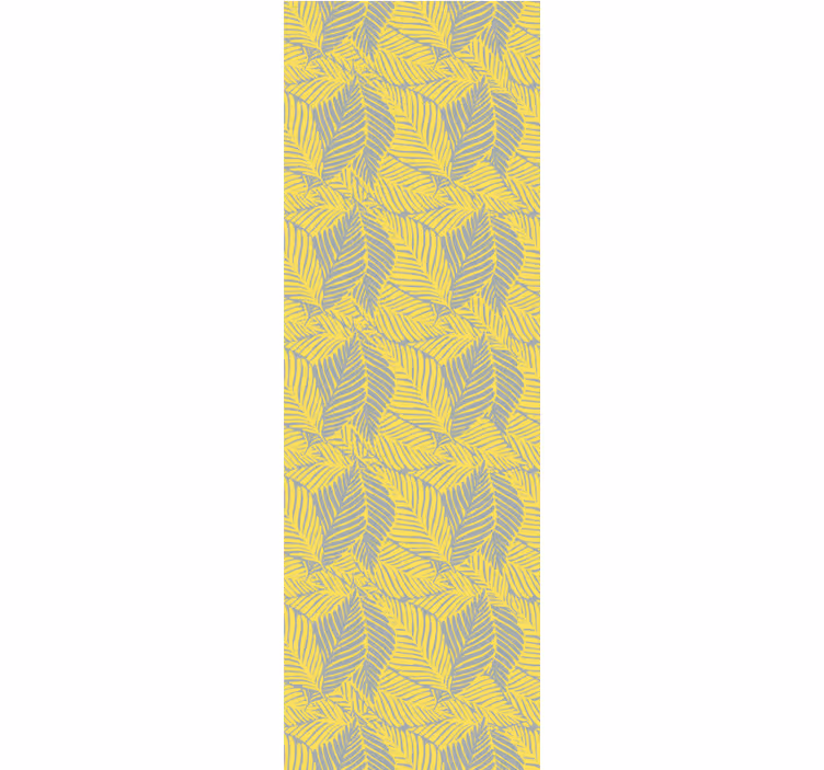 Papel pintado hojas motivo gris y amarillo vivo - TenVinilo