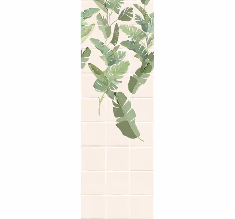 Papel pintado hojas motivo de azulejos blancos - TenVinilo