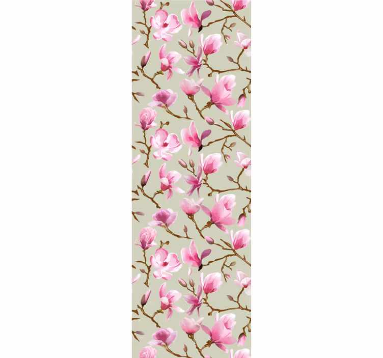 Papel pintado flores ramas de flores rosadas - TenVinilo