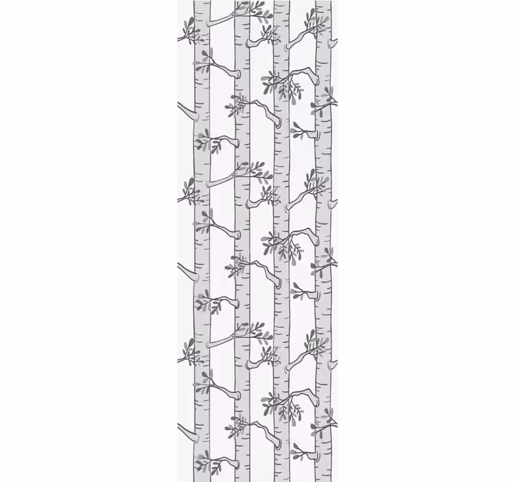 Papel pintado árboles motivo gris abedul y blanco - TenVinilo