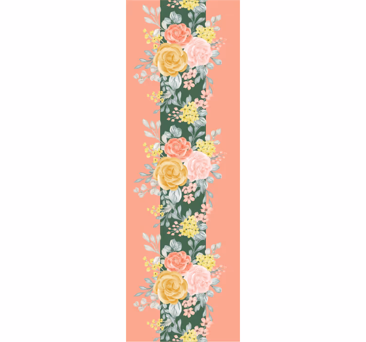 Papel pintado flores rosas y vegetación - TenVinilo