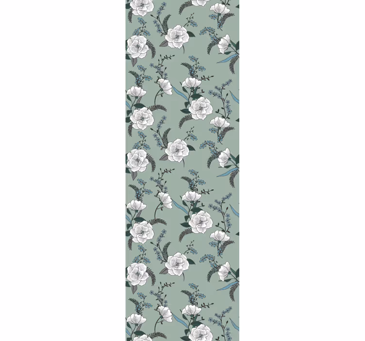 Papel pintado flores elegante motivo de flor verde - TenVinilo