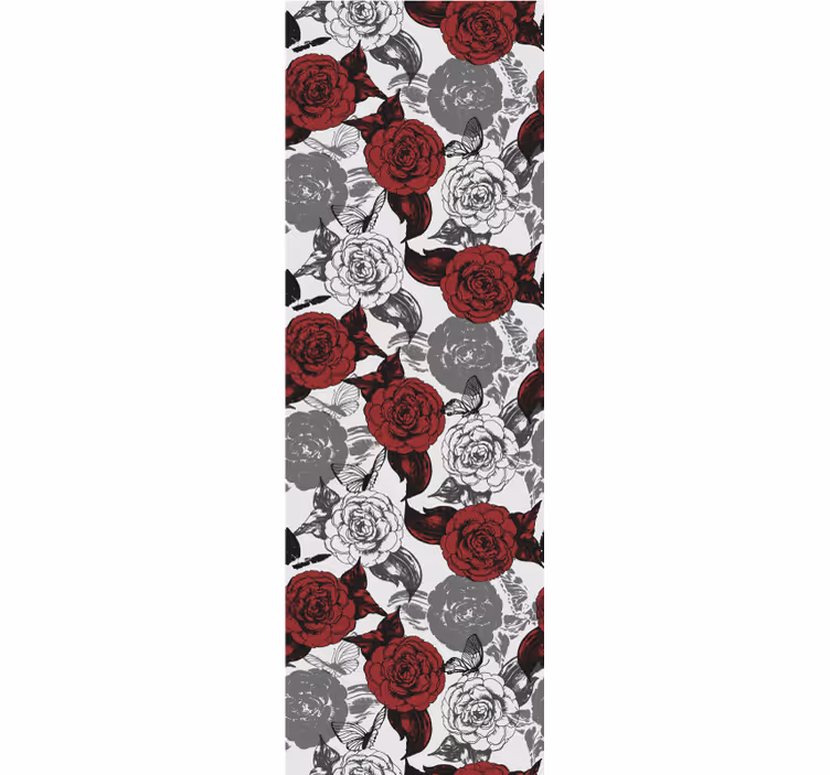 Papel pintado flores arreglo floral rojo - TenVinilo