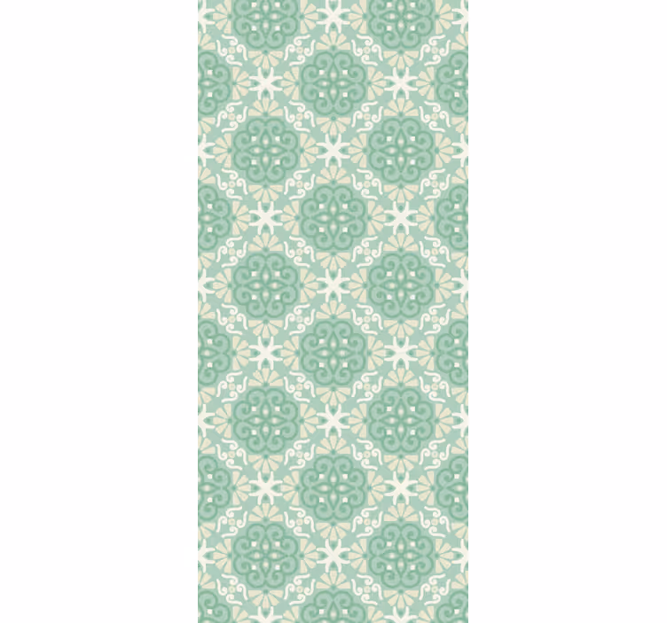 Papel pintado ornamental motivo circular verde suave - TenVinilo