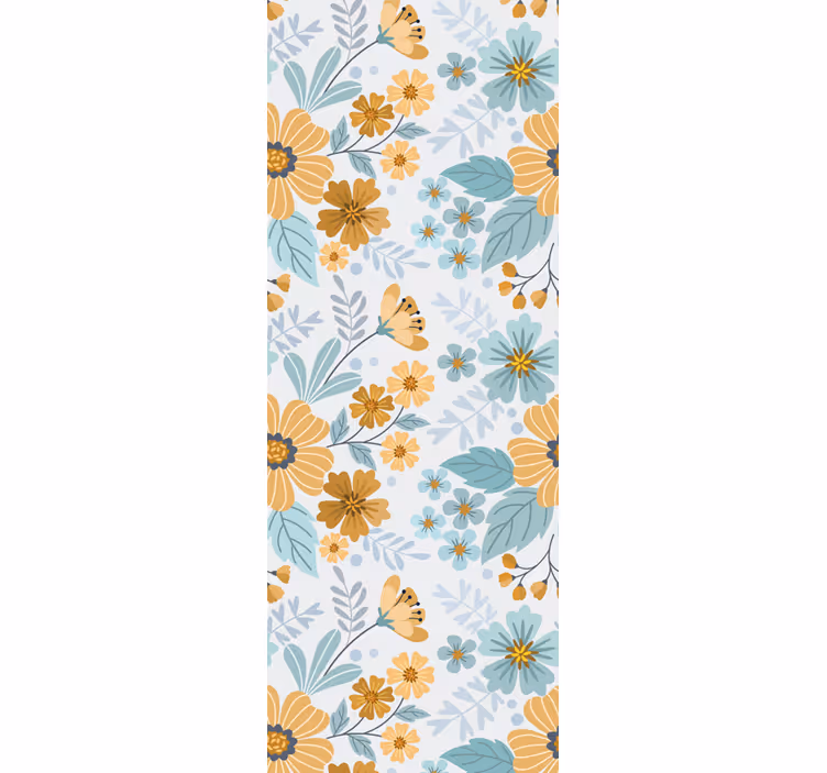 Papel pintado flores arreglo floral de mariposas - TenVinilo