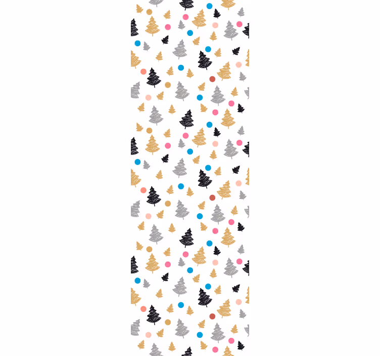 Papel pintado árboles patrón de pino colorido - TenVinilo