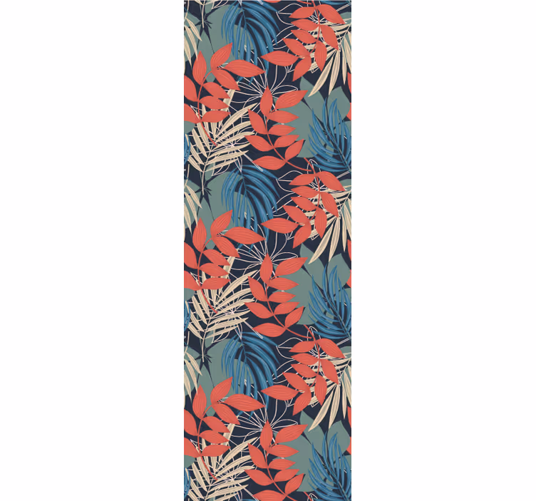 Papel pintado hojas jungla de coral azul - TenVinilo