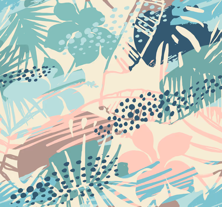 Papel pintado selva diseño de hojas exóticas - TenVinilo