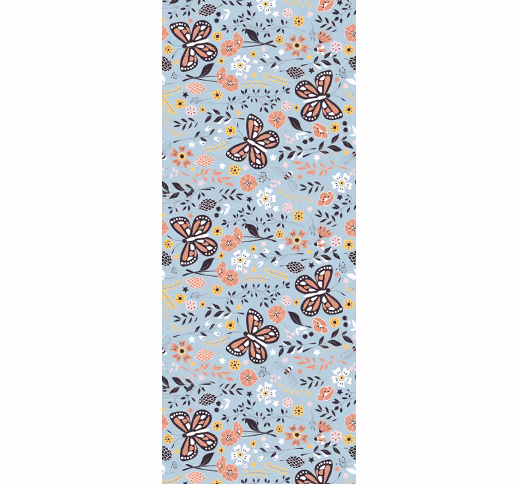 Papel pintado mariposas encantadores motivos florales - TenVinilo
