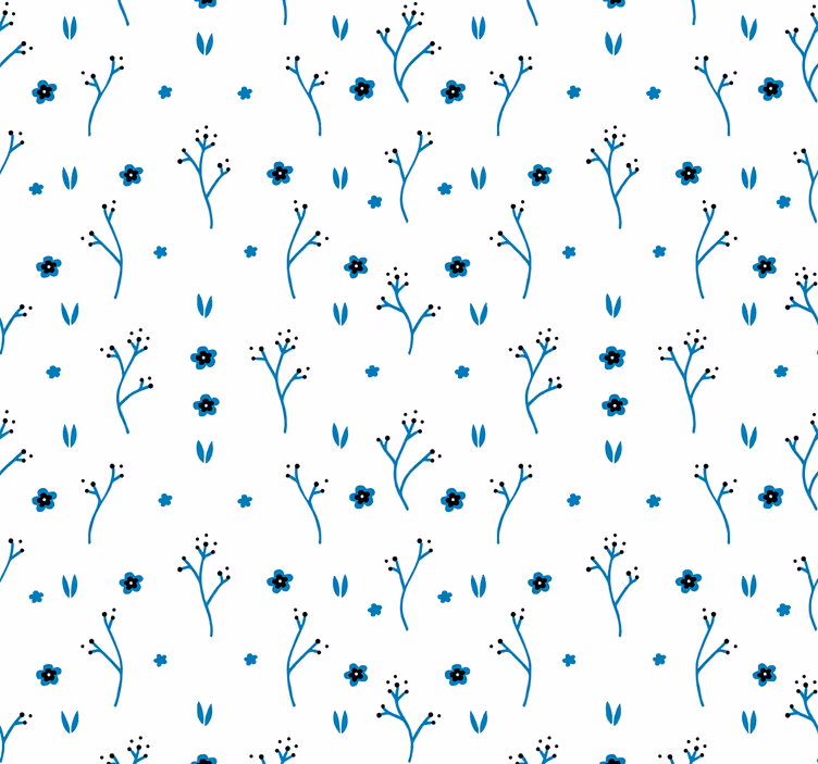Papel pintado flores diseños florales azules - TenVinilo