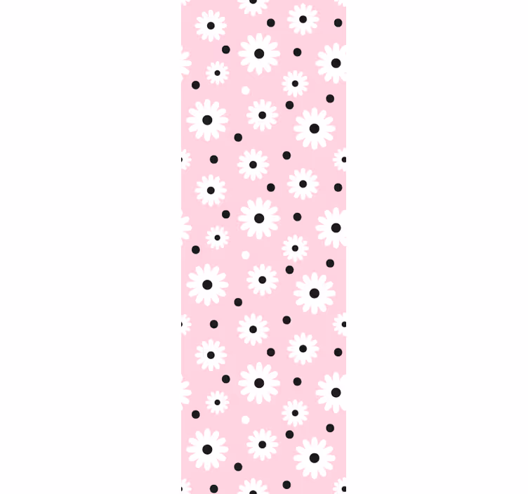 Papel pintado flores margaritas rosas y blancas - TenVinilo