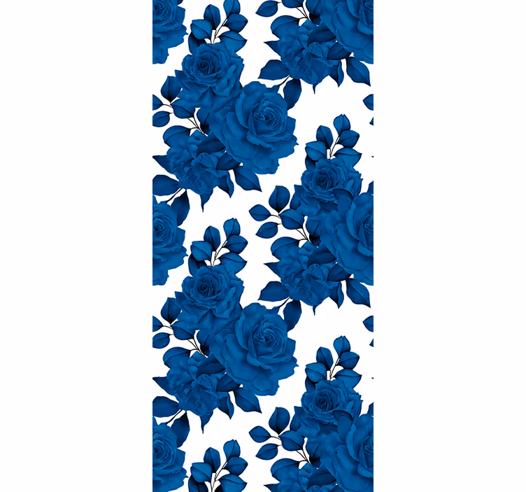 Papel pintado floral flor de rosa azul - TenVinilo