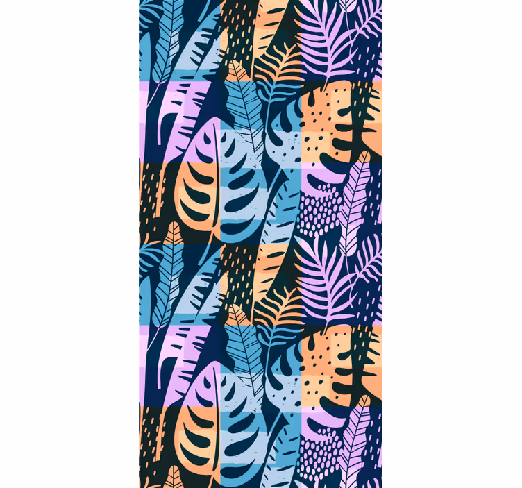 Papel pintado hojas arte de colores tropicales - TenVinilo