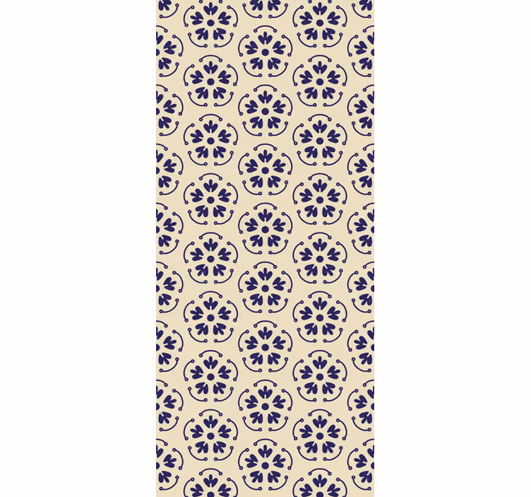 Papel pintado floral motivos redondos azules - TenVinilo