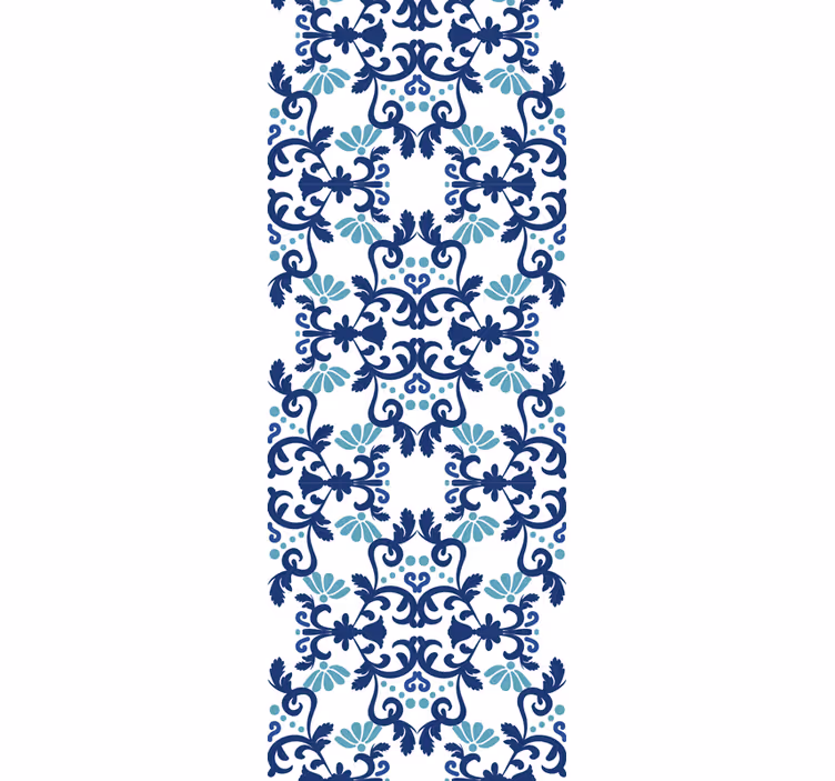 Papel pintado azulejos mosaico azul adornado - TenVinilo