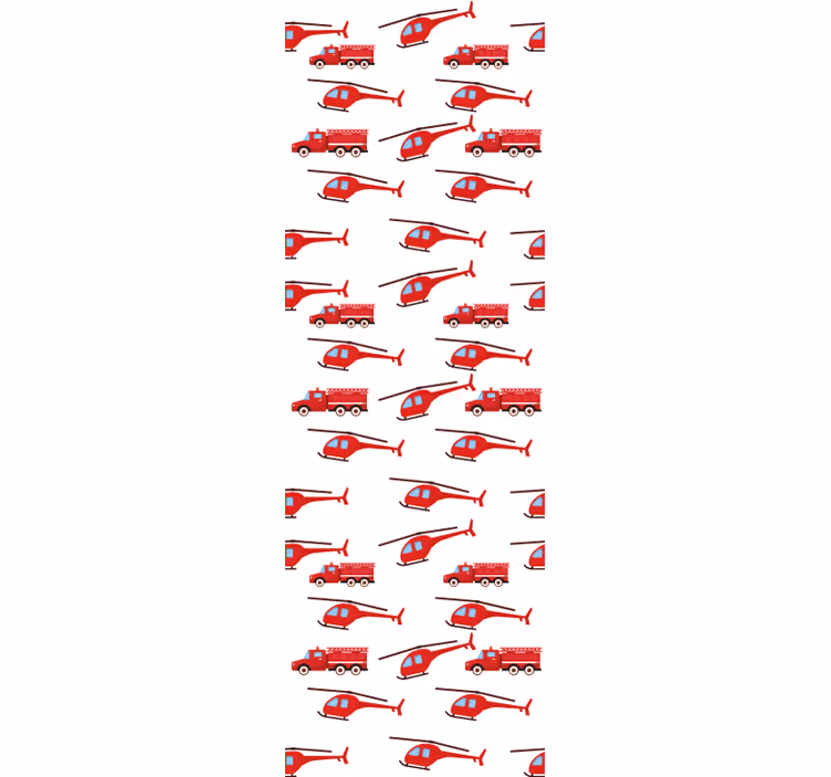 Papel pintado infantil diversión con helicópteros rojos - TenVinilo