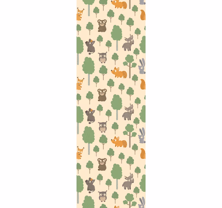 Papel pintado infantil patrón de criaturas del bosque - TenVinilo