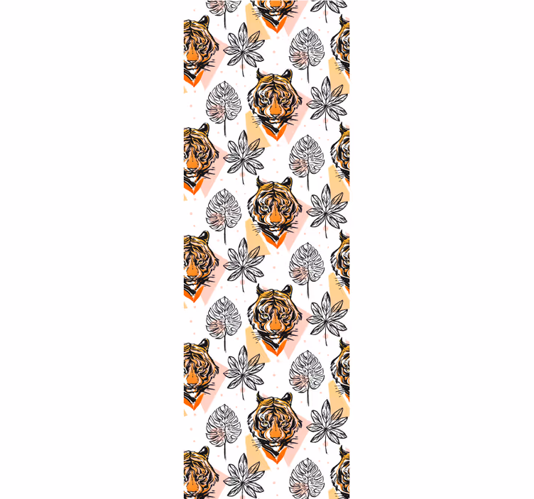 Papel pintado animales elementos florales de tigre - TenVinilo