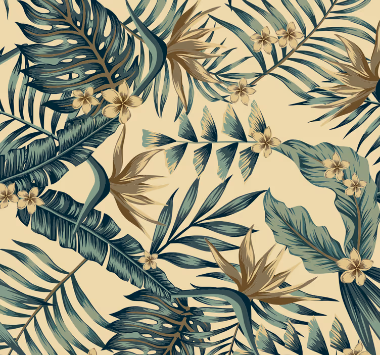 Papel pintado naturaleza escena botánica tropical - TenVinilo