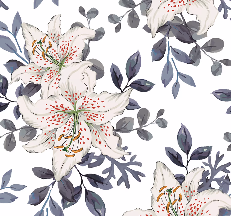 Papel pintado flores lirios blancos florales - TenVinilo