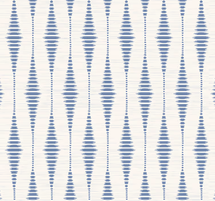 Papel pintado geométrico rabaul ikat azul y beige - TenVinilo