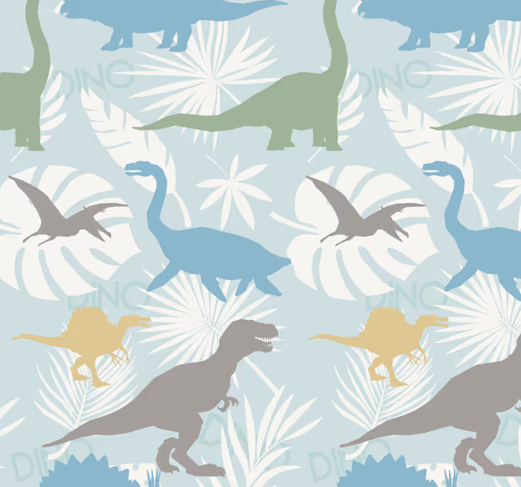 Papel pintado dinosaurios patrón de colores pastel - TenVinilo