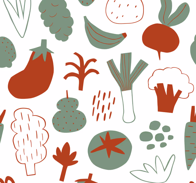 Papel pintado cocina verduras de colores - TenVinilo