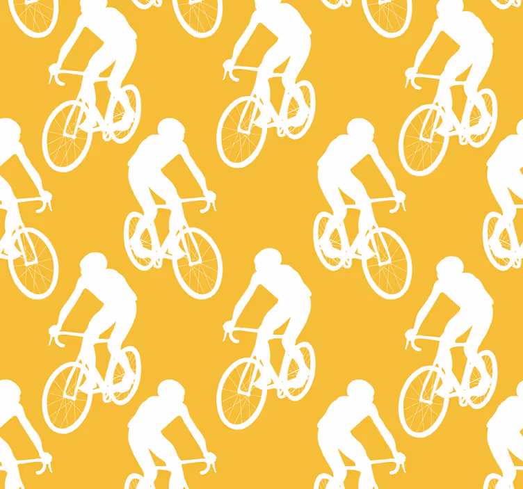 Papel pintado amarillo ciclistas - TenVinilo