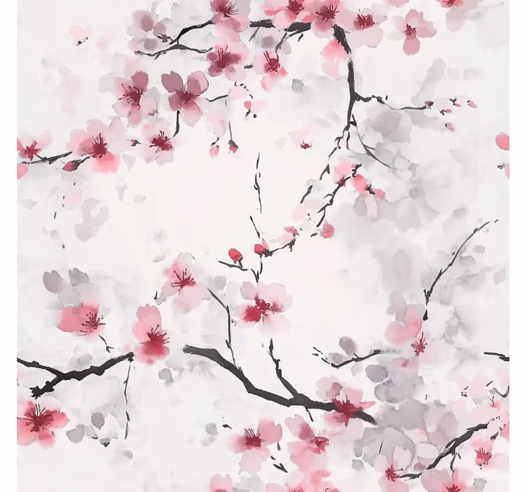 Papel pintado baño papel pintado de cherry blossom rosa - TenVinilo