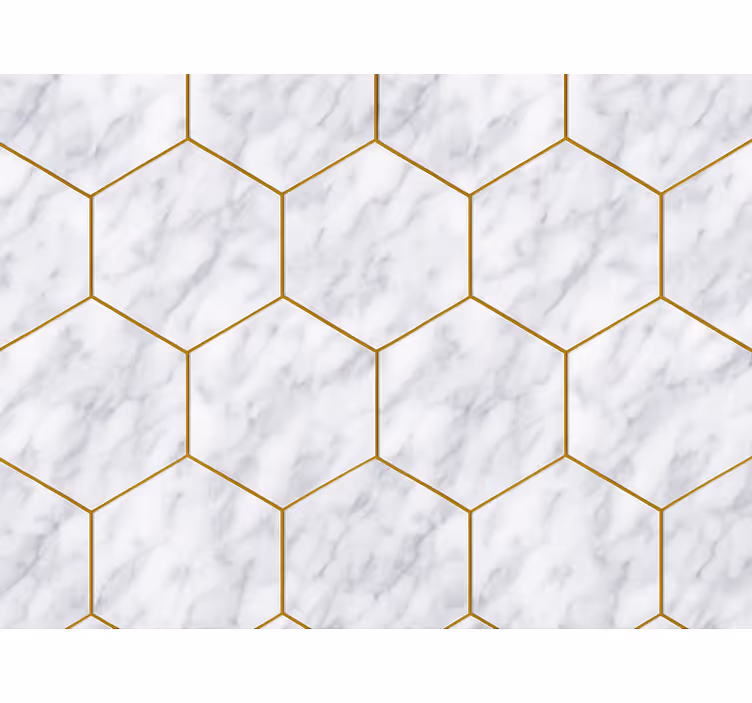 Papel pintado salón baldosas de mármol hexagonales - TenVinilo