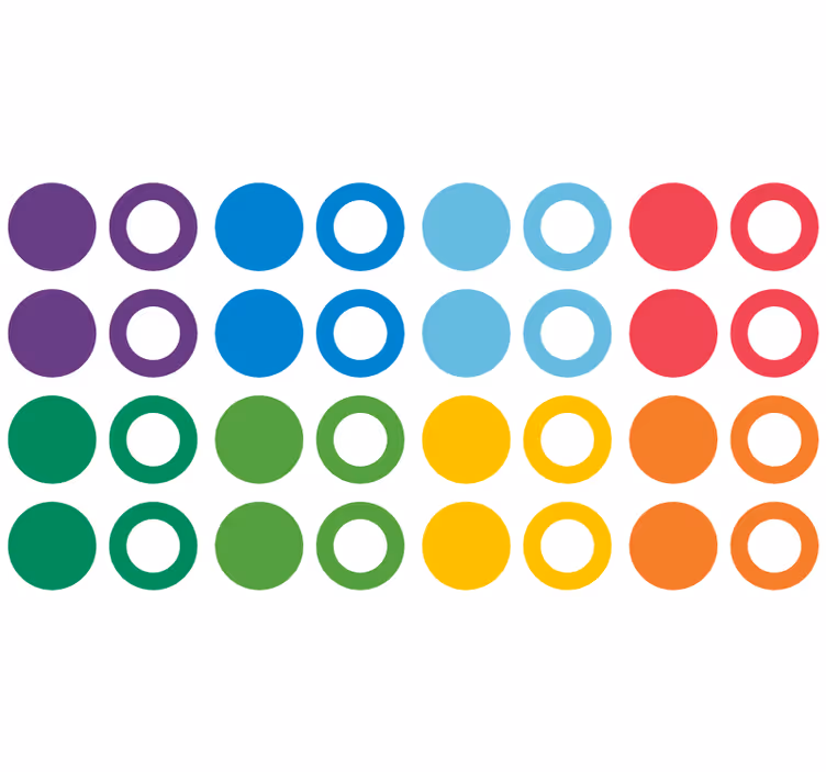 Papel pintado geométrico círculos de colores arcoíris - TenVinilo