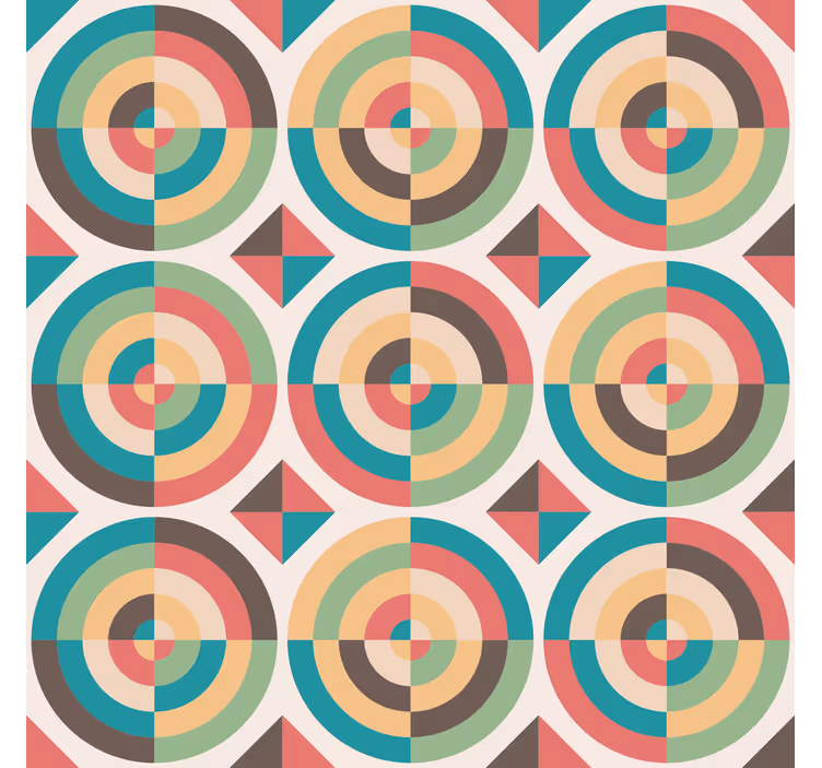 Papel pintado geométrico formas abstractas retro - TenVinilo