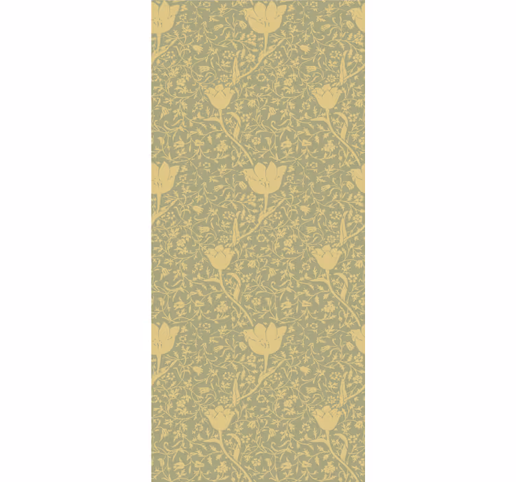 Papel pintado naturaleza patrón floral sutil dorado y verde - TenVinilo