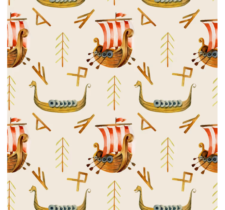 Papel pintado naturaleza barcos vikingos - TenVinilo