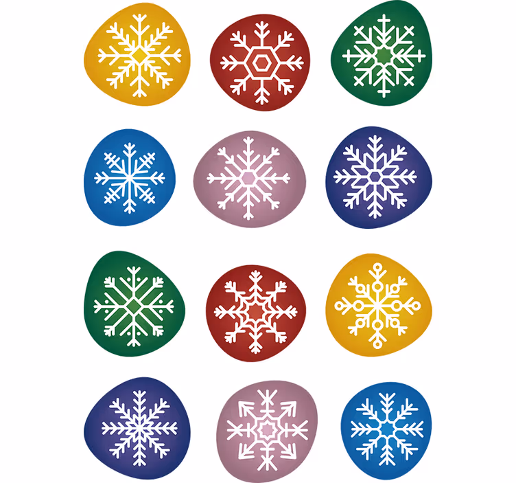 Papel pintado navidad copos de nieve coloridos - TenVinilo