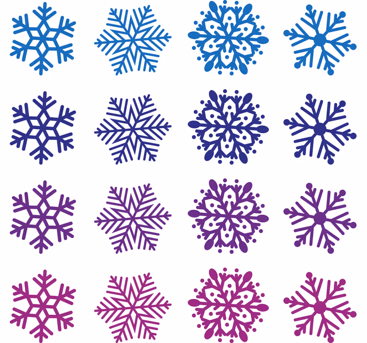 Papel pintado navidad copos de nieve morados y azules - TenVinilo
