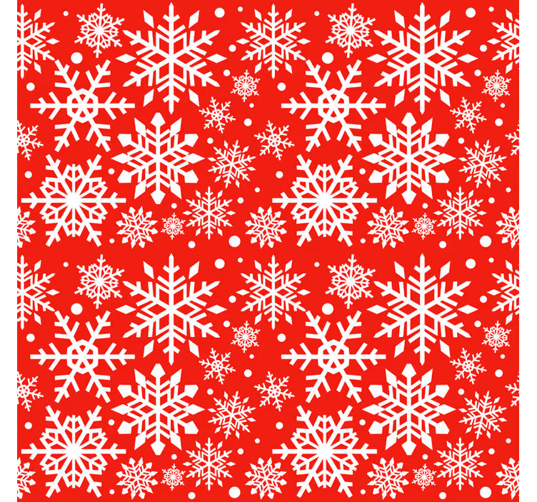 Papel pintado navidad copos de nieve rojos - TenVinilo