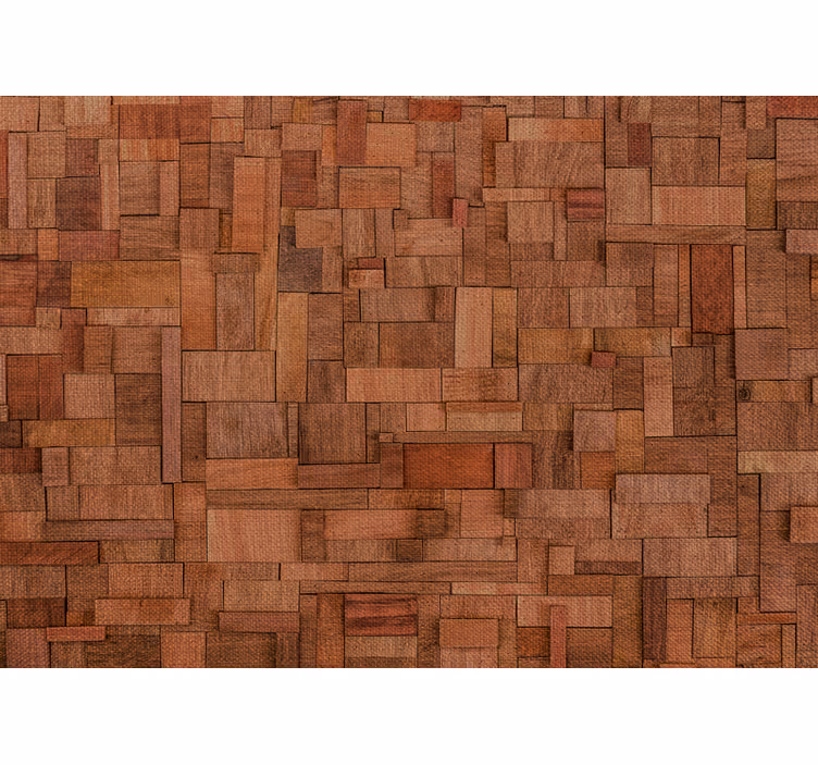 Papel pintado ornamental ladrillos de madera rústica - TenVinilo