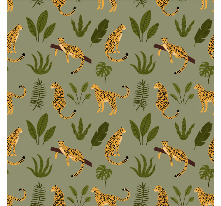 Papel pintado dormitorio diseño jungla floral leopardo - TenVinilo