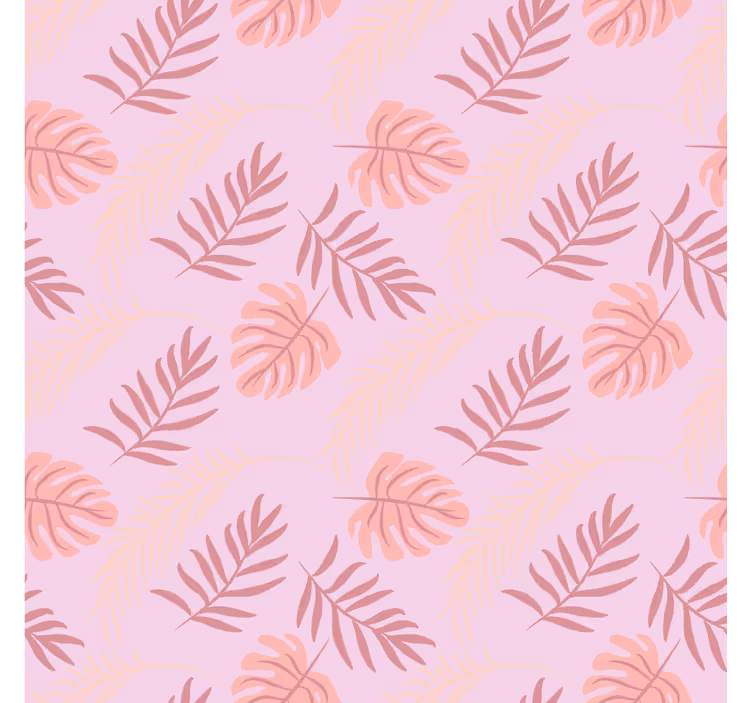 Papel pintado dormitorio diseño de hojas tropicales rosas - TenVinilo