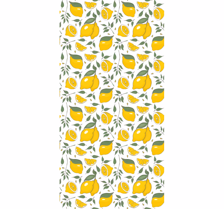 Papel pintado dormitorio limones y flores crema - TenVinilo