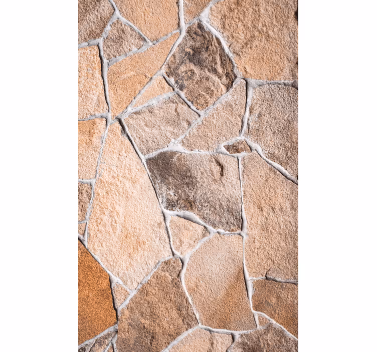 Papel pintado ornamental ladrillos de piedra marrón claro - TenVinilo