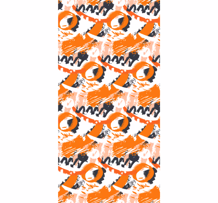 Papel pintado ornamental trazos de acuarela naranja - TenVinilo