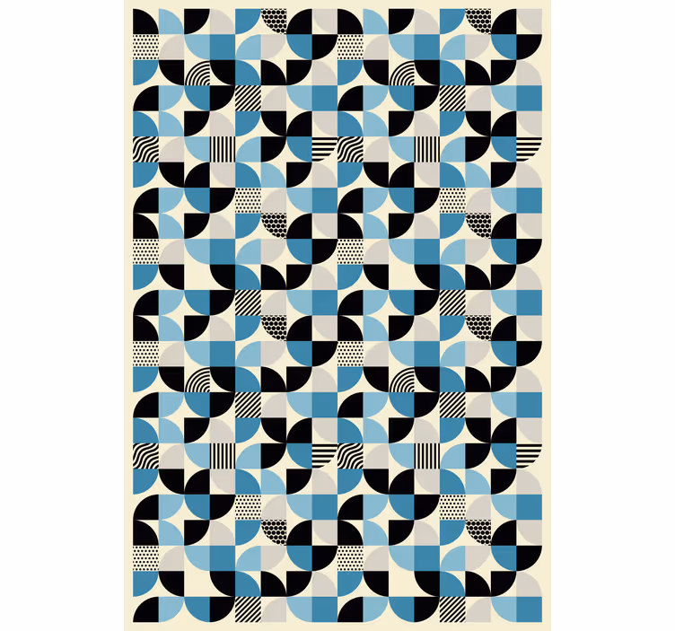 Papel pintado ornamental patrón bauhaus azul retro - TenVinilo