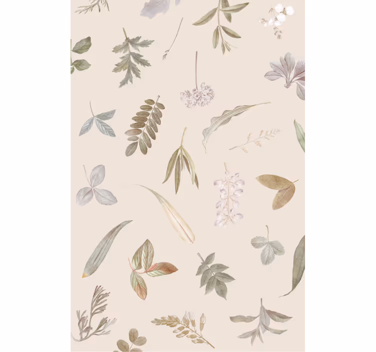Papel pintado hojas motivo floral superpuesto - TenVinilo