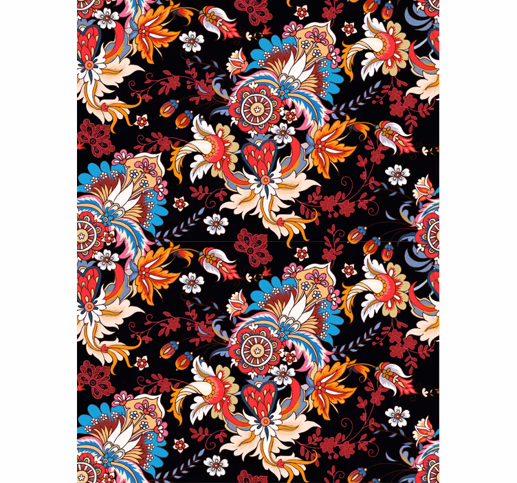 Papel pintado ornamental motivo botánico vibrante - TenVinilo